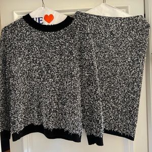 Calvin Klein 2 piece black and white skirt and sweater set.